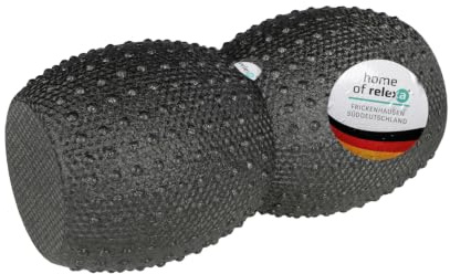 Relexa Peanut Duoball Faszienrolle - Effektive Rücken- & Körper-Massage - Ergonomische Erdnussform - Elastische Druckpunkte - Aus Recycelbarem EPP 17 x 33,5cm - Schwarz