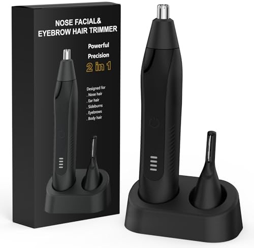 Nasenhaartrimmer, Wiederaufladbar Nasenhaarschneider 2 in 1 Set,Ohrhaarschneider mit Doppelschneideklingen Professioneller schmerzfreier Augenbrauen und esichtshaartrimmer