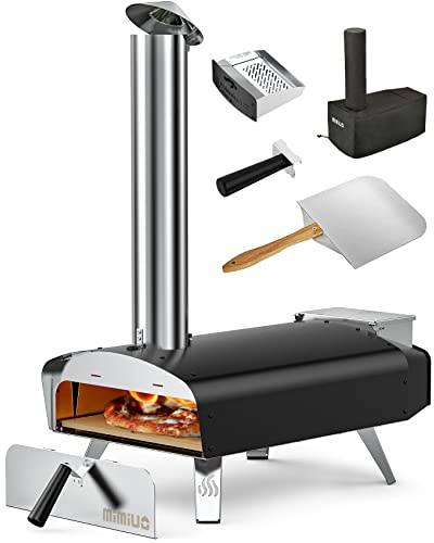 Mimiuo Pellet Pizzaofen,Outdoor pizzaofen mit 33x 33 cm Pizzastein und 36.5X 33.5cm Pizzaschalefel für Garten, Pellet Pizza Oven