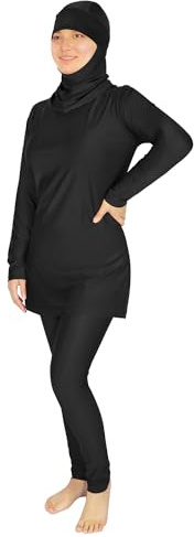 GZHOK Burkini Damen Muslim,Damen Badeanzug mit voller Abdeckung, Muslim langärmelig,Islamischer Badeanzug Dreigliedrig
