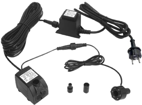 JIERTOP Springbrunnenpumpe mit LED Licht 12V AC, 2.2W, 250L/H Teichpumpe | Leise Wasserpumpe Aquarium Pumpe Klein für Außen Teich, Fischteich Sauerstoff, Zimmerbrunnen, Fontäne, Hydroponic Turm