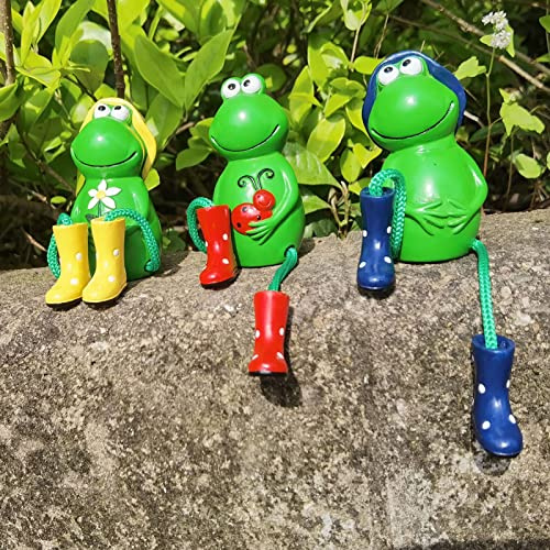 FONDUO Deko Garten Frosch Figuren, 3 Stück Gartendeko Statue, Tiere Ornament Gartenfigur Für Außen, Harz Statue Bauernhof Balkon Miniteich Teich Wohnzimmer Office Deko (B)