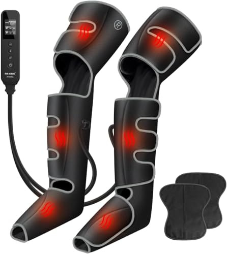 FIT KING Beinmassagegerät mit Wärme & Kompression (3-in-1) Luftdruck-Therapie gegen Beinschmerzen, für Durchblutung & Muskel-Regeneration 3 Heiz, Massage-Stufen