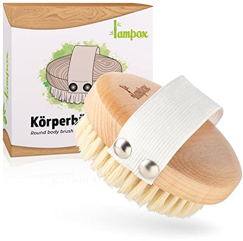 lampox® Trockenbürste, Körperbürste, Peelingbürste, Massagebürste, Peeling, verbessert Lymphfunktion, gegen Cellulite (rund)