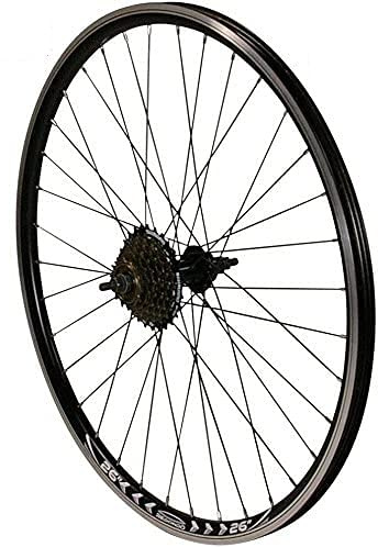 Redondo 26 Zoll Hinterrad Laufrad Hohlkammer V-Prof Felge + 7-Fach Kranz Schwarz