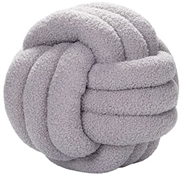 Bigougem Knotenkugelkissen, Knotbugelwurf Kissen Ultra weiche Begleiterin dekoratives handgewebte Knotbugel Lamm Samtsofa Kissen, Knotenkissen, Sofa-Kissen Hellgrau