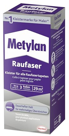 Metylan Raufaser, starker Tapetenkleister für Raufasertapete mit hoher Anfangsklebkraft, langlebiger & korrigierbarer Kleister mit Methylcellulose, 1x180g