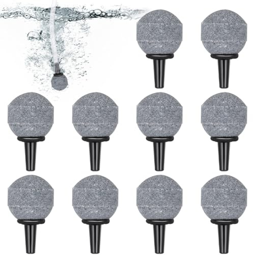 iplusmile 10 Stück Sprudelstein Aquarium 20mm Kugel Luftstein Sauerstoff Ausströmer für Fischtank Teich Hydrokultur Luftpumpe Zubehör