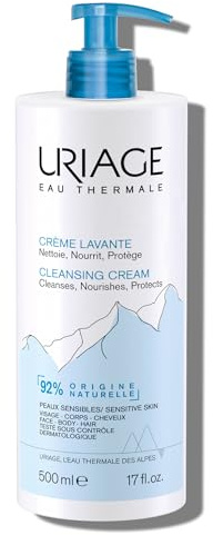 Uriage Reinigungscreme 500ml - Feuchtigkeitsspendendes Körperreinigungsmittel mit Sheabutter - 2-in-1 Reinigung & Pflege - Gesicht, Körper & Haar - 92% Natürlichen, Physiologischer pH-Wert