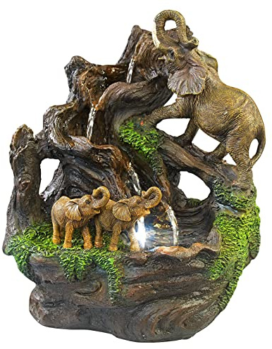 infactory Beleuchteter Zimmerbrunnen Elefanten mit LED und Pumpe (Elefant)