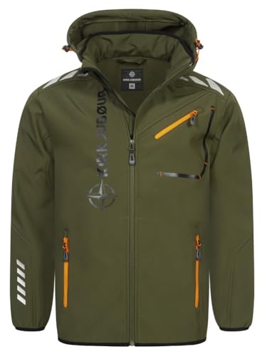 Kirkjubøur® Hestur Herren SOFTSHELLjacke 10.000 mm Wassersäule mit Kapuze und Fleecefutter, atmungsaktiv und wasserabweisend (DE/NL/SE/PL, Alphanumerisch, L, Regular, Regular, Alvik Khaki)