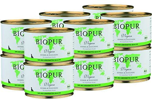Bio Hundefutter Vegan, Dinkel & Zucchini für Hunde 12x400g