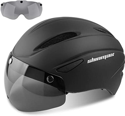 Shinmax Fahrradhelm Herren Damen Fahrradhelm mit Visier Abnehmbarer Magnetischem Schutzbrille Männer Frauen Erwachsene Mountainbike Road MTB Helm Fahrrad Einstellbarer Rennradhelm Sicherheitsschutz