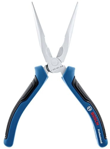 Bosch Professional 200mm Spitzzange (gerade, Chrom-Vanadium Stahl, gummierte Grifffläche)