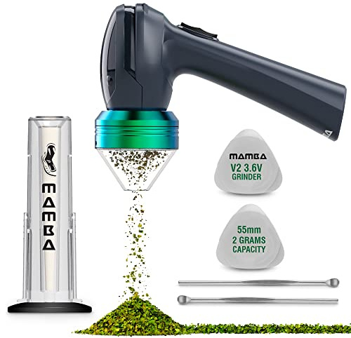 Mamba Grinder Metallgrün 2g – Elektrische Kräutermühle, USB-aufladbar, Mahlwerk aus Aluminiumlegierung, Gewürz, Pollen Crusher mit Zubehörset – Vor der Verwendung vollständig aufladen