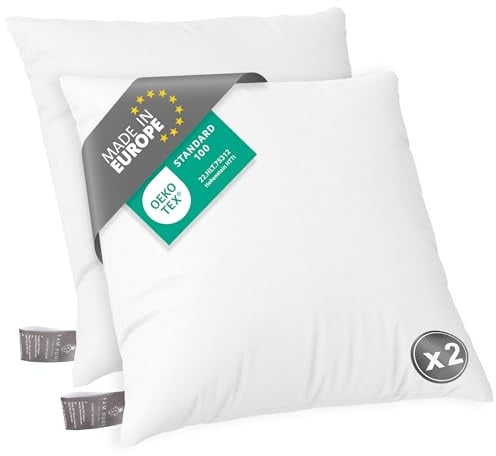 FAM Home Kissen 80x80 2er Set Weiches Mikrofaser - Kopfkissen 80x80 Allergiker mit Optimaler Stütze für Nacken und Kopf - Innenkissen Atmungsaktiv Feuchtigkeitsregulierend Antibakteriell