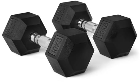 Amazon Basics Rubber Encased Hex Dumbbell Weights Set