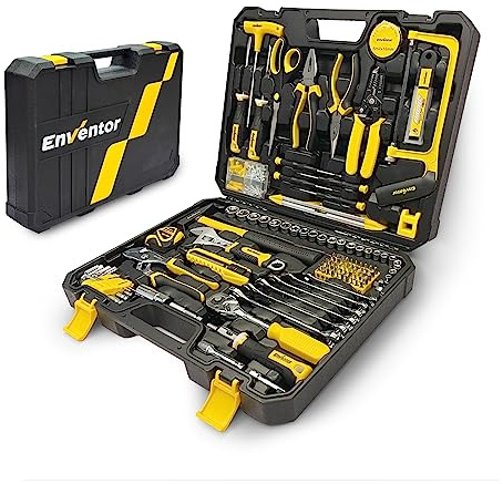 Enventor Werkzeugset 280-teilig, Handwerkzeug Set mit Werkzeugkoffer | Mit Schraubendrehern, Zangen, Hammer, Säge, Wasserwaage, Schlüsseln und weiterem Handwerkzeug