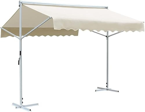 HUAKEHOM Freistehende Markise Standmarkise Gartenmarkise Sonnenschutz Terrassenüberdachung Garten Terrasse Balkon (Creme, 3 x 3 m)