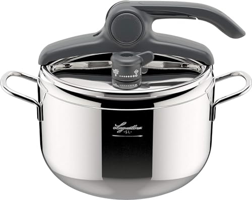 Lagostina Irradial Control Lagoeasy'UP 5 l Schnellkochtopf aus Edelstahl 18/10, Ø 22 cm, Dampfkochtopf für Induktion und Gas, Vereinfachtes Öffnen des Deckels, mit 3-lagigem Irradial-Plus-Boden
