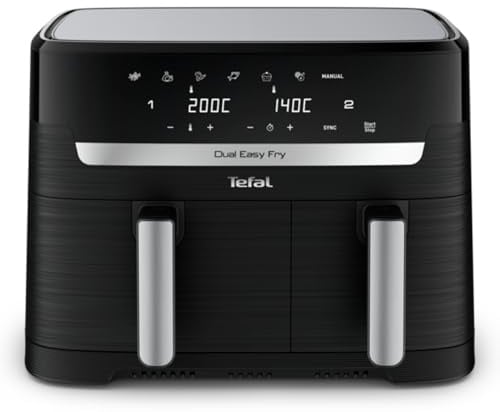 Tefal Dual Easy Fry Heißluftfritteuse 8,3 L mit 2 Kammern | XL-Schublade, 7 Programme, 2700 W, Extra-Crisp-Technologie, fettarm frittieren & energiesparend, spülmaschinenfest, EY9018