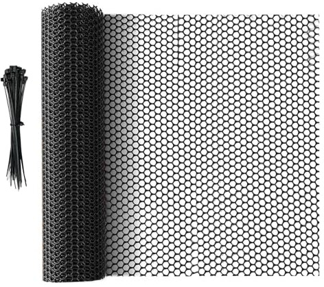 5 m × 40 cm Rollgitterzaun aus Kunststoff, Vielseitiger schwarzer Tiergitterzaun mit Netz, Zuschneidbar, langlebig als Baumschutz, Katzen-, Hunde- & Kaninchenbarriere sowie Pflanzenschutz