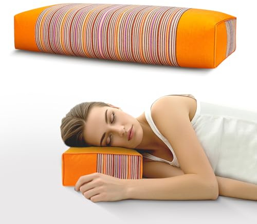 JOERRES Buchweizenkissen, Buchweizen-Nackenkissen mit Reißverschluss, natürlich Buchweizen Schlafkissen, Buchweizenschalen Nackenstützkissen lindert Nacken- und Schulterschmerzen(Orange)