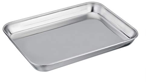 TEAMFAR Backblech, Rechteckig Backform Kuchenblech Edelstahl, 23,6x17,8cm | 2,5cm tief Mini-Ofenschale, Ofenblech zum Backen Kochen Servieren, Gesund, Hochglanzpoliert & Spülmaschinengeeignet