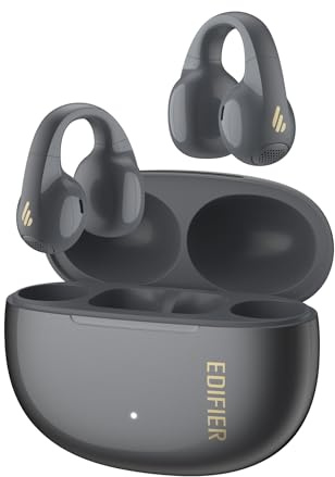 Edifier R1 True Wireless Open-Ear Clip-On Kopfhörer mit Bluetooth 5.4, Grau | AI Clear Calls, 28h Akkulaufzeit, Schnellladung, Multipoint, beidseitig austauschbar, App-Steuerung, IP56