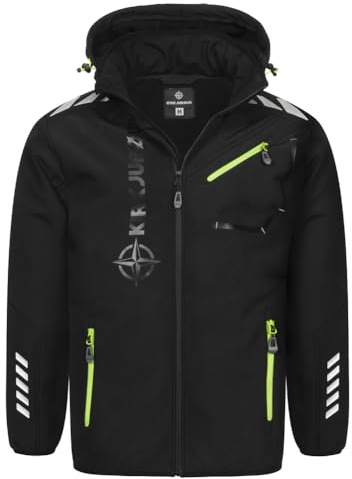 Kirkjubøur® Herren SOFTSHELLjacke 10.000 mm Wassersäule mit Kapuze und Fleecefutter, atmungsaktiv und wasserabweisend (DE/NL/SE/PL, Alphanumerisch, XL, Regular, Regular, Alvik Schwarz)