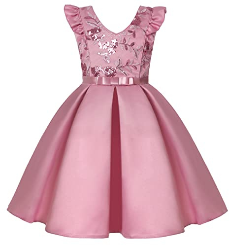BUNNY LULU Mädchen Kleid mit schräger Schulter Brautjungfer Hochzeit Kinder | Hochwertiger Stoff mit weichem, hautfreundlichem Futter, perfekte Passform für besondere Anlässe, Überraschungsgeschenk im
