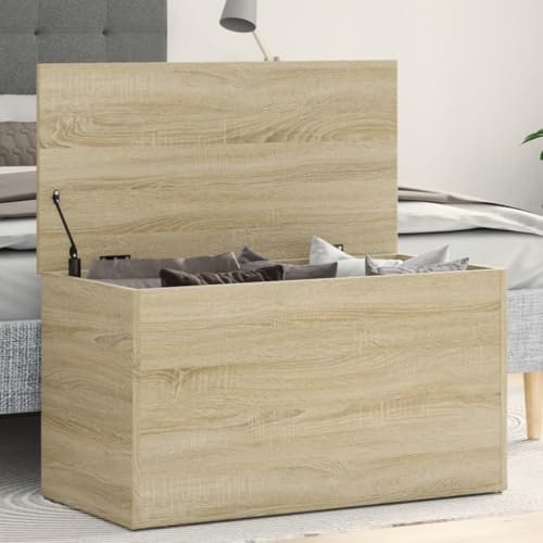 Myheimly Aufbewahrungstruhe Spielzeugtruhe Spielzeugkiste Couchtisch Beistelltisch Truhe Aufbewahrungsbox Sonoma-Eiche 84x42x46 cm Holzwerkstoff