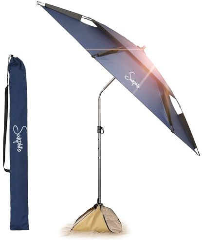 Sunphio Sonnenschirm Strand 220 cm, Windfest Stabil, Strandschirm Groß Klein, Leicht für Reise, UV Schutz 50, Beach Sonnenschutz Tragbar mit Erdspieß