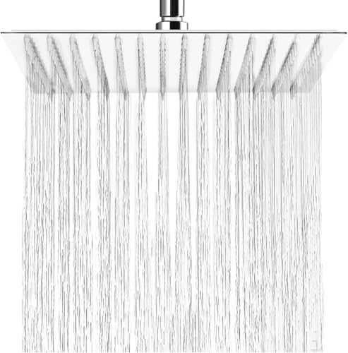HAUSPROFI Antikalk-Duschkopf, Regenduschkopf, wassersparend, mit Düse aus Edelstahl, 30 cm, poliertes Chrom-Finish (Spiegel), quadratisch