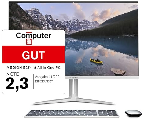 MEDION E27419 68,6 cm (27 Zoll) Full HD All in One Desktop PC (Intel Core i5-13420H, 16GB DDR4 RAM, 512 PCIe SSD, WLAN, HDMI in, Win 11 Home)