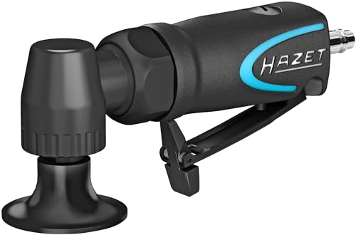 HAZET Mini Tellerschleifer, abgewinkelt 9033M-11, Optimiert für Spot Repair | Länge 126 mm, Betriebsdruck 6.3 bar, 440 g, Schalldruckpegel 84.2 dB(A) Lp A, Luftbedarf 84 l/min, Drehzahl max 18000 upm