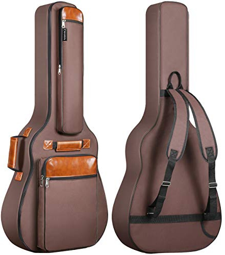 CAHAYA Gitarrentasche Akustikgitarren Taschen Gig Bag 40 41 42 Zoll wasserdichte Guitar Bag Braun 12mm Gepolsterte für Konzertgitarren verbesserte Version CY0150