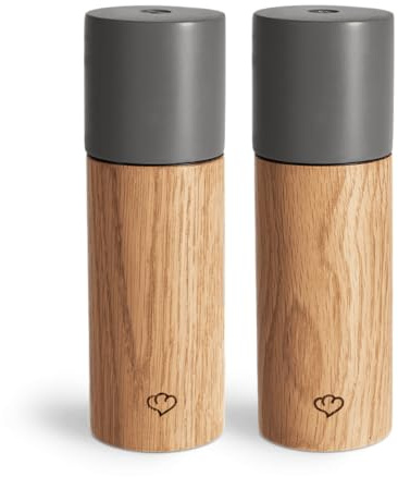 SPRINGLANE Salz & Pfeffermühle 2er Set aus Buchenholz & Beton, Gewürzmühle, Chilimühle, Verstellbares Keramikmahlwerk, Unbefüllt, Skandinavisches Design