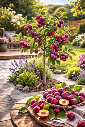 Pflaumenbaum 'Königin Viktoria' – 120 cm | Selbstbestäubend | Süße & Saftige Früchte | Prunus domestica 'Victoria' | Ideal für Garten & Kübel