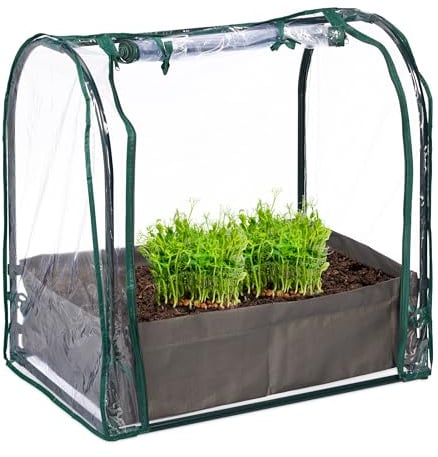 Relaxdays Frühbeet, Pflanzsack, HBT: 70x68x50 cm, PVC-Folie, Stahl, Tür mit Reißverschluss, Anzucht, grün/transparent