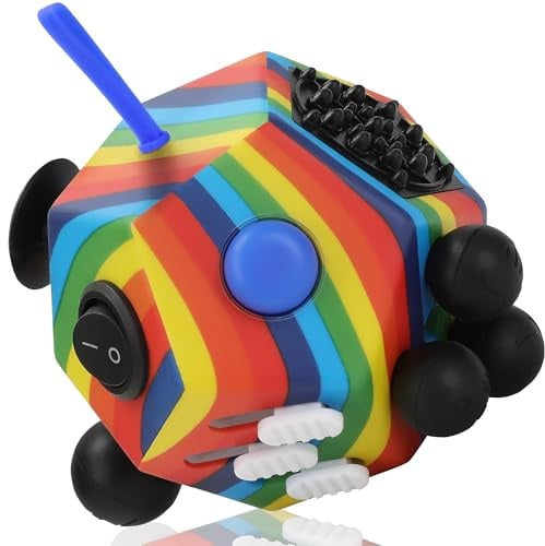 VCOSTORE Fidget Cube mit 12 Seiten, Infinity Cube Fidget Anti Stress Würfel Spielzeug für Erwachsene Kinder mit ADHS,ADD,ASD,ADHD