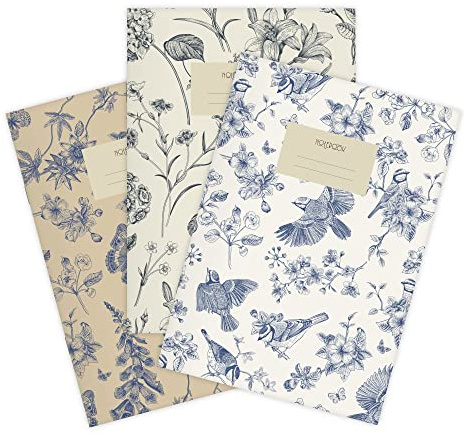 etmamu 143 3er-Set Hefte A5 | Birds & Butterflies Punktraster