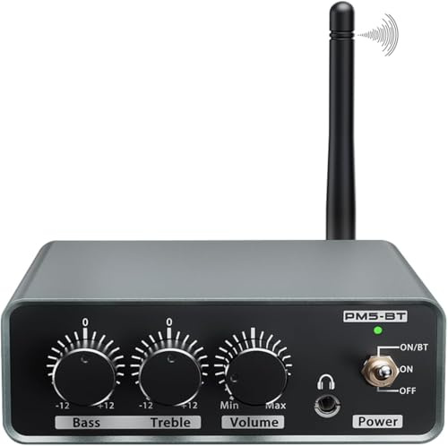 Phono Vorverstärker für Plattenspieler mit Bluetooth 5.3 Sender | HiFi Stereo Vorverstärker mit Bass und Höhenregler, Line Modus für Plattenspieler, Bluetooth Lautsprecher und Kopfhörer