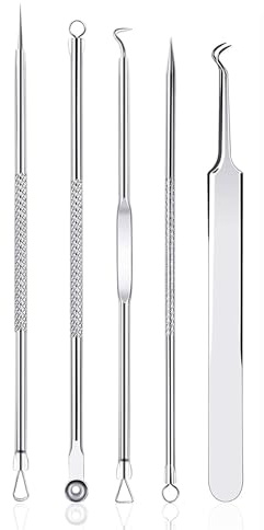 Rnitle Mitesserentferner Komedonenquetscher Set, Akne Whiteheads,Blackhead Remover mit Box aus Edelstahl für alle Hauttypen