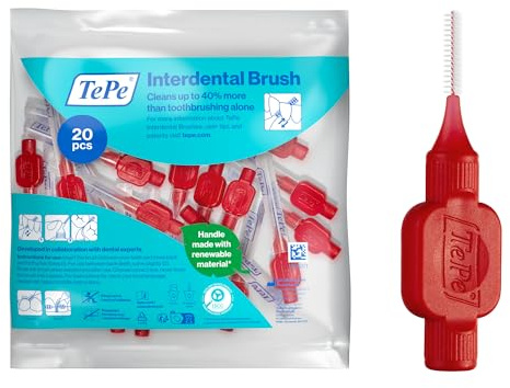 TePe Interdentalbürste, Original, Rot, 0,5 mm/ISO 2, 20 Stk., Plaque-Entfernung, effiziente Reinigung der Zahnzwischenräume, für kleine Lücken