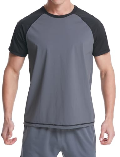 VAYAGER Herren-Badeshirts Rash Guard UPF 50+ Kurzarm, schnell trocknend, lockere Passform, Wassersurf-Shirt