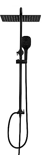 Görbach Regendusche Duschsystem ohne Duscharmatur Duschset Überkopfbrauseset Wassersparend matt schwarz (3030MB)