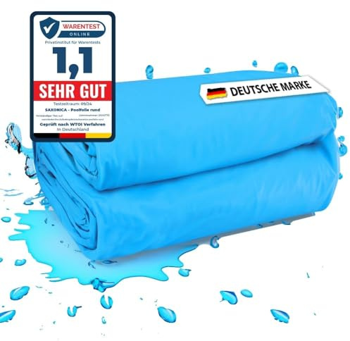 SAXONICA Poolfolie SonaLiner Rund für Rundpool in verschiedenen Größen und Farben geeignet für Stahlwand Rundbecken (blau, Ø 360 x 120 cm | 0.8 mm | Einhängebiese)