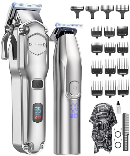 Jack & Rose Haarschneidemaschine, Profi Haarschneider Kabellos & Wiederaufladbar, IPX7 Wasserdichte Präzisionstrimmer, Bartschneider, Friseur, Rasierer, Pflegeset für Herren