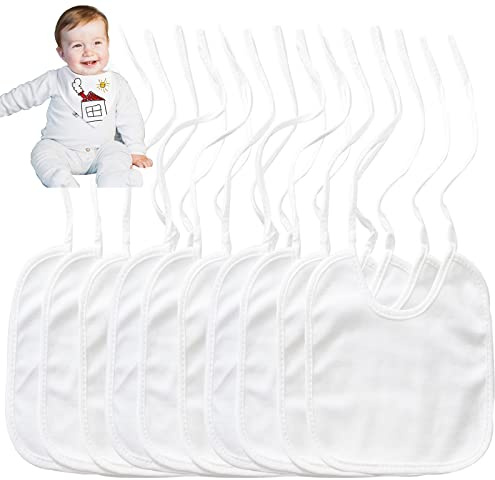 VIKY 10 Stück Lätzchen zum Bemalen,Weiß Lätzchen Bemalen Babyparty,Dreieckstuch Lätzchene Baby,Wasserdicht Halstuch Sabberlätzchen Baby,Babylätzchen Geschenke Babyparty Dreieckstuch Baby Junge Mädchen